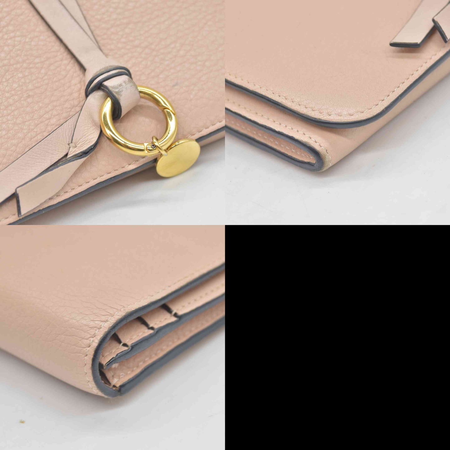 $535 Chloe Alphabet Leather Long Bifold Wallet Purse Beige