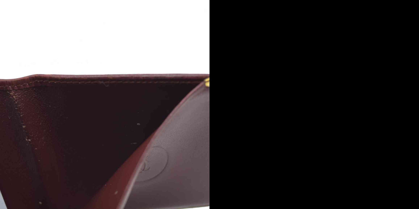 $580 Must de Cartier Leather Bifold Wallet Bordeaux