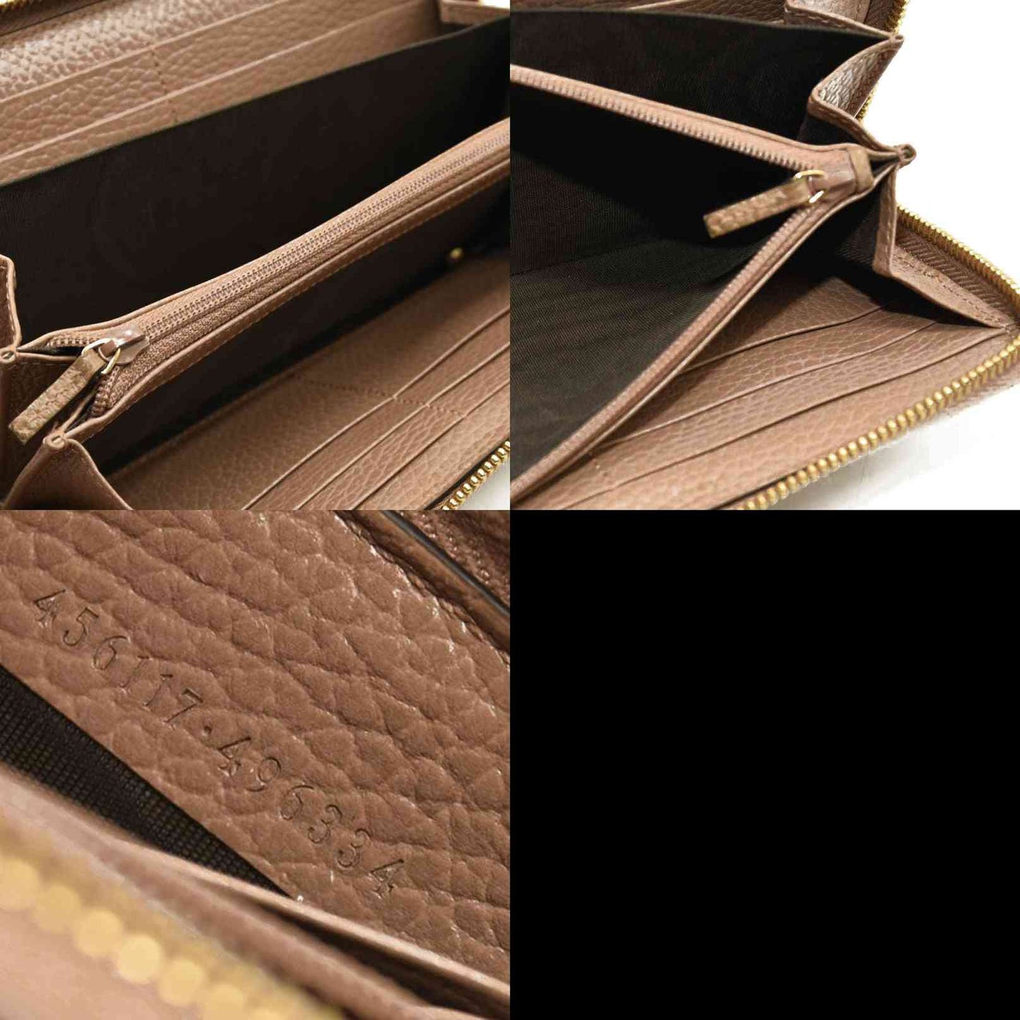 GUCCI GG Marmont GG Logo PVC Zip Around Long Wallet Beige