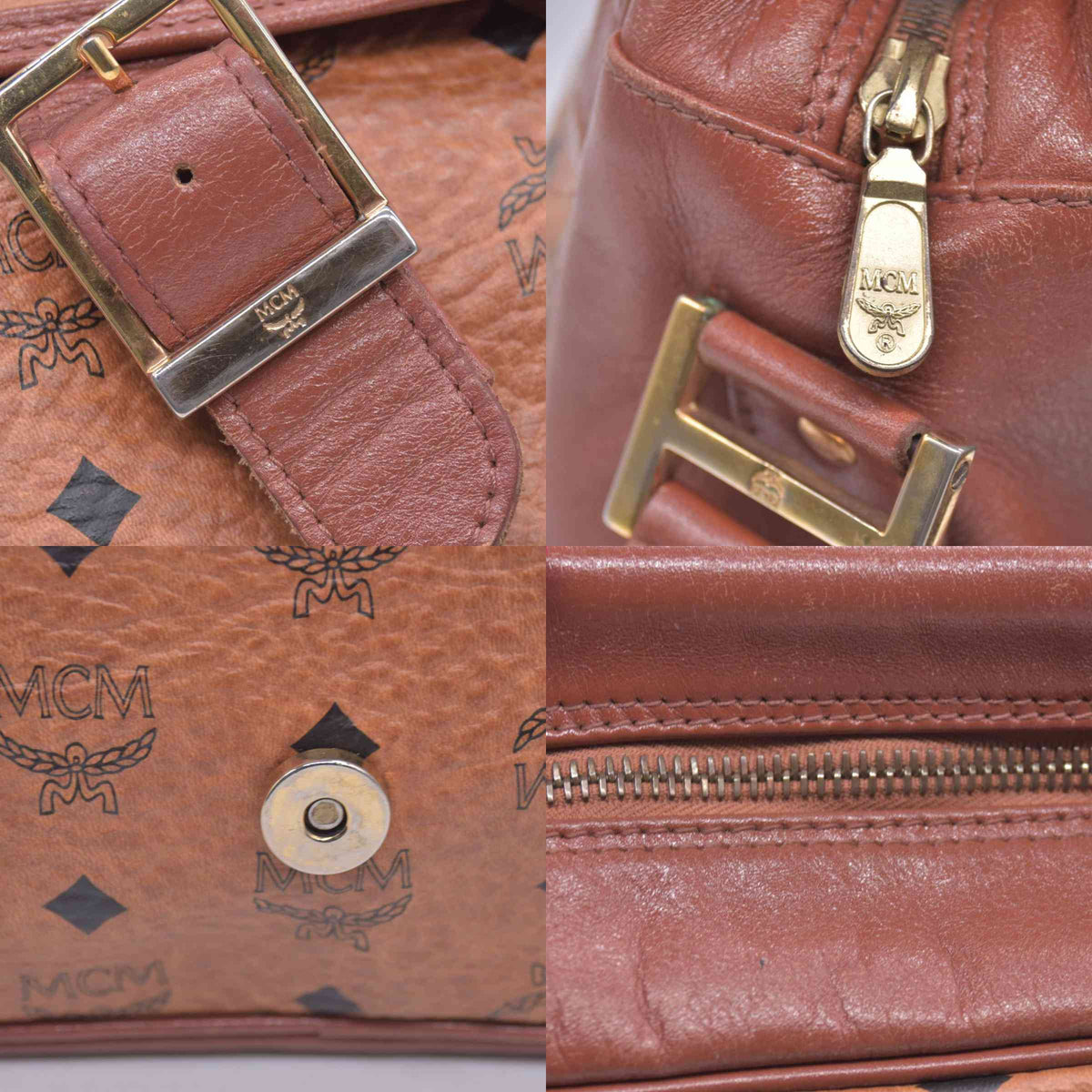 $980 MCM Visetos Flap Messenger Bag Cognac CONSIGNMENT 10021348