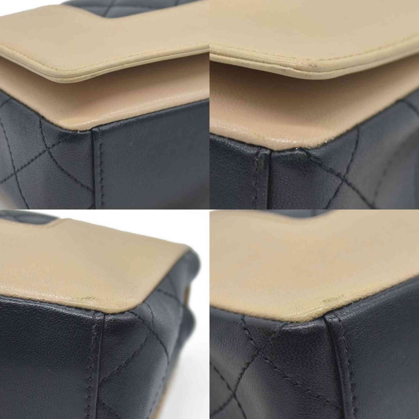 $4700 Chanel Mademoiselle Vintage Flap Bag Black Beige BiColor Turn Lock CC Chain Crossbody