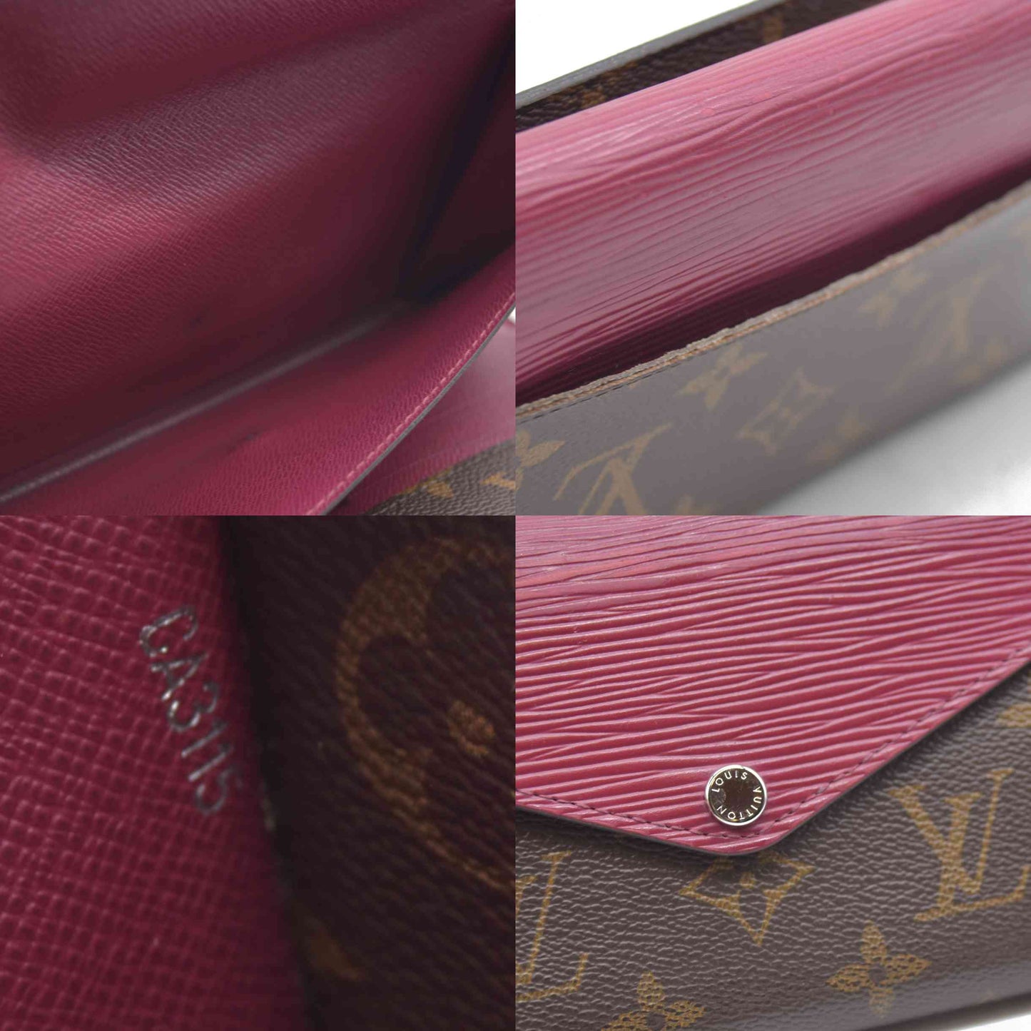 $805 Louis Vuitton Monogram Epi Marie-Lou Long Wallet Fuchsia CONSIGNMENT CA3115