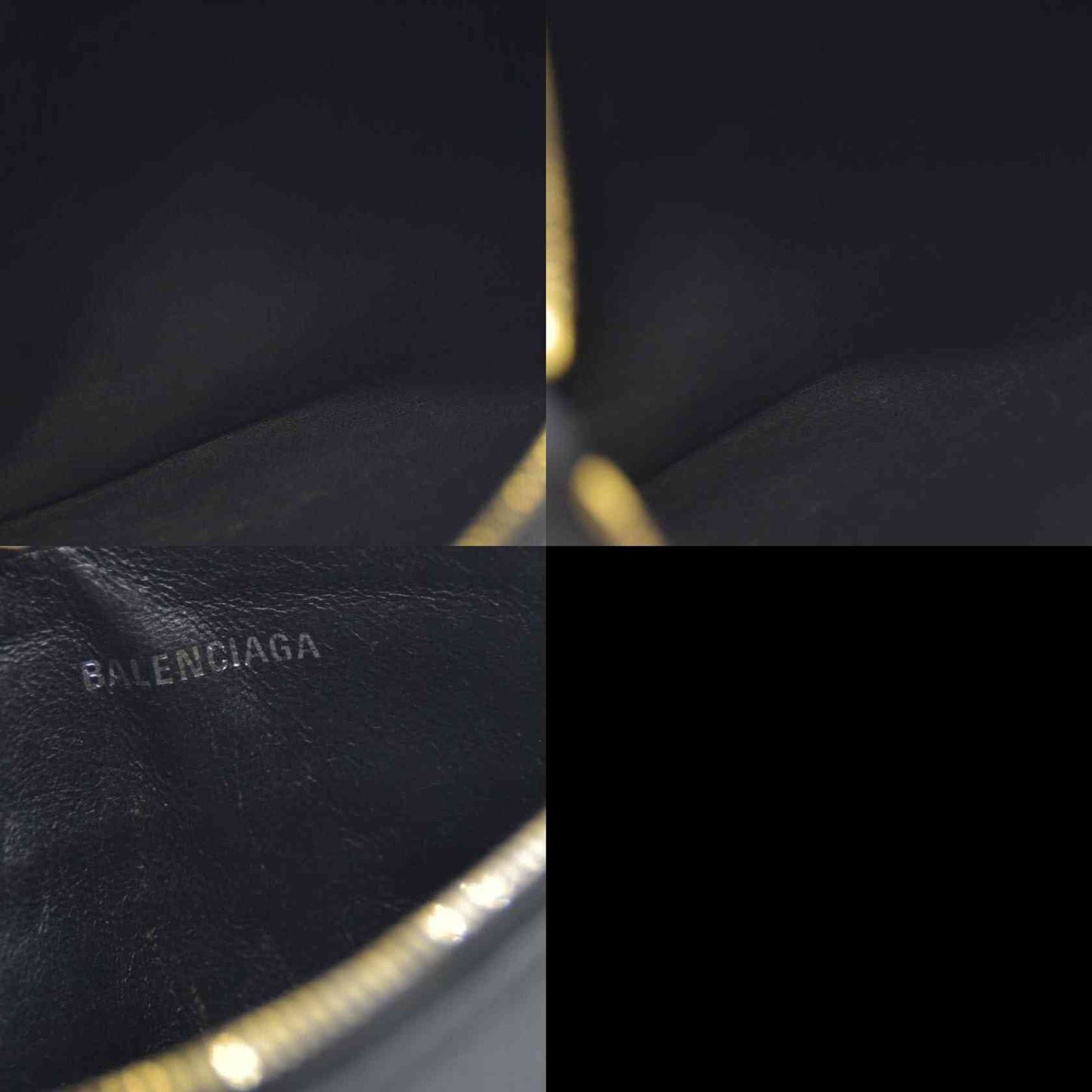 BALENCIAGA Logo Cash Pouch Leather Pouch Bag w/Strap Black Wristlet