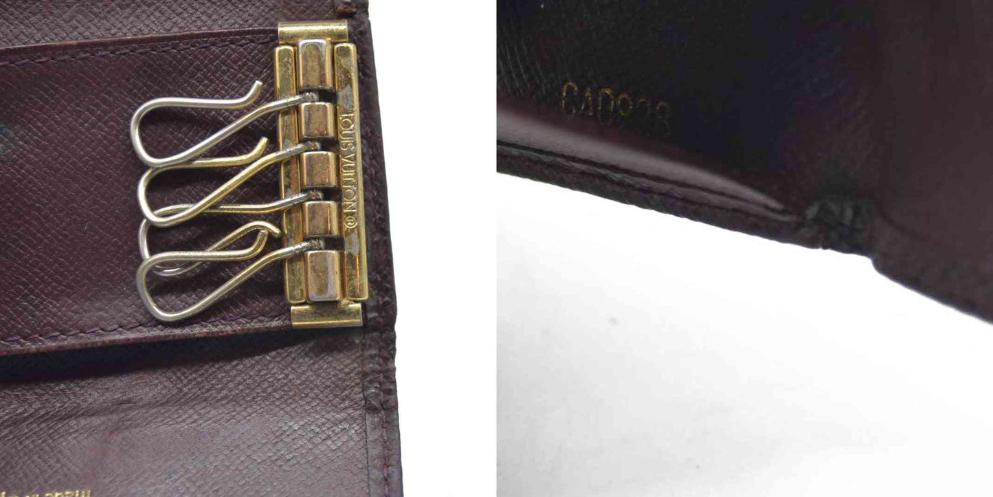 AUCTION $350 Louis Vuitton Taiga Leather Multicles 4 Ring Key Case Acajou CA0928