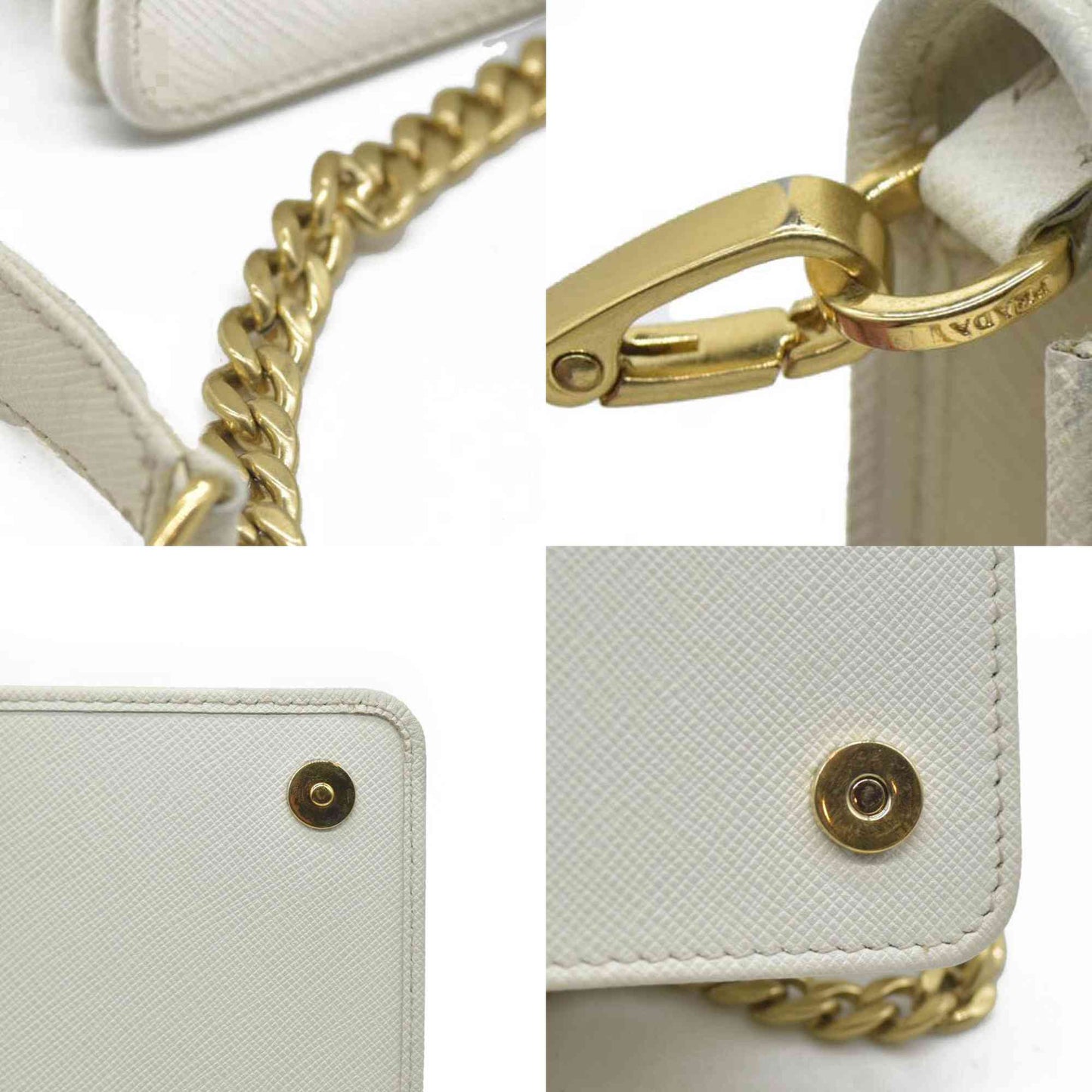 $2100 Prada White Saffiano Leather Mini Crossbody Flap Bag
