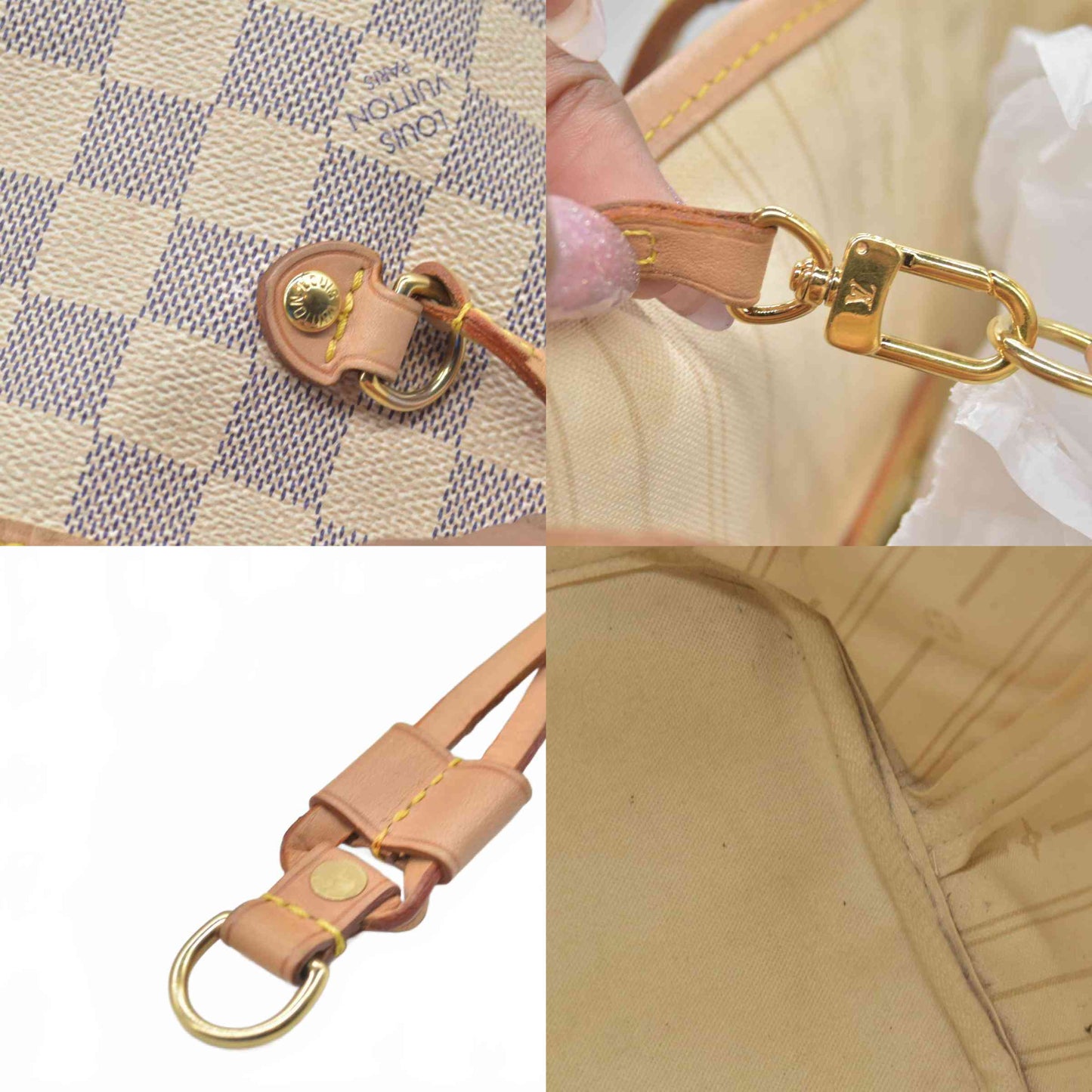$2170 Louis Vuitton Damier Azur Neverfull MM AR1120 2010
