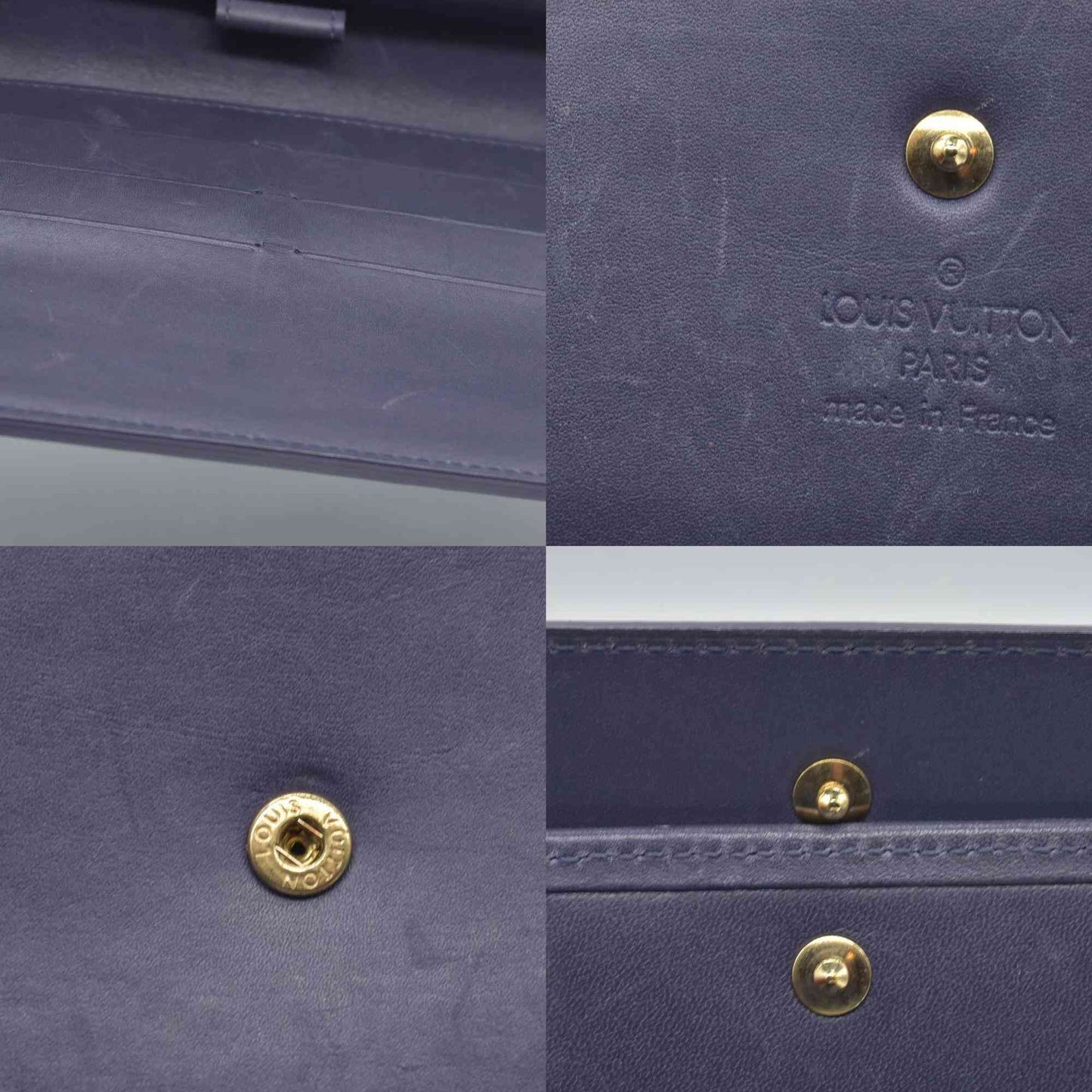 $880 2004 Louis Vuitton Vernis Sarah Wallet Purple Grey CONSIGNMENT TH1024