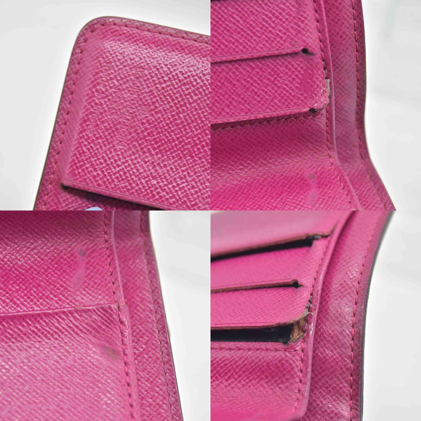 $640 2006 Louis Vuitton Monogram Perforated Compact Zipped Wallet Fuchsia CONSIGNMENT