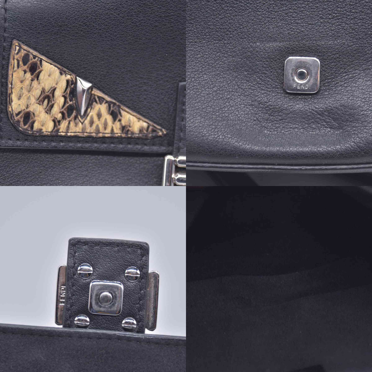 $1850 FENDI Monster Double Micro Baguette Black CONSIGNMENT