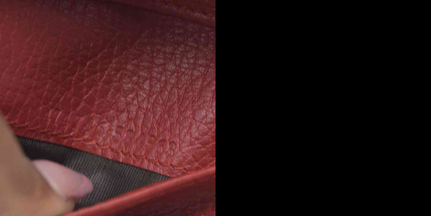 $580 Gucci Dollar Calfskin Medium GG Marmont Wallet Red CONSIGNMENT