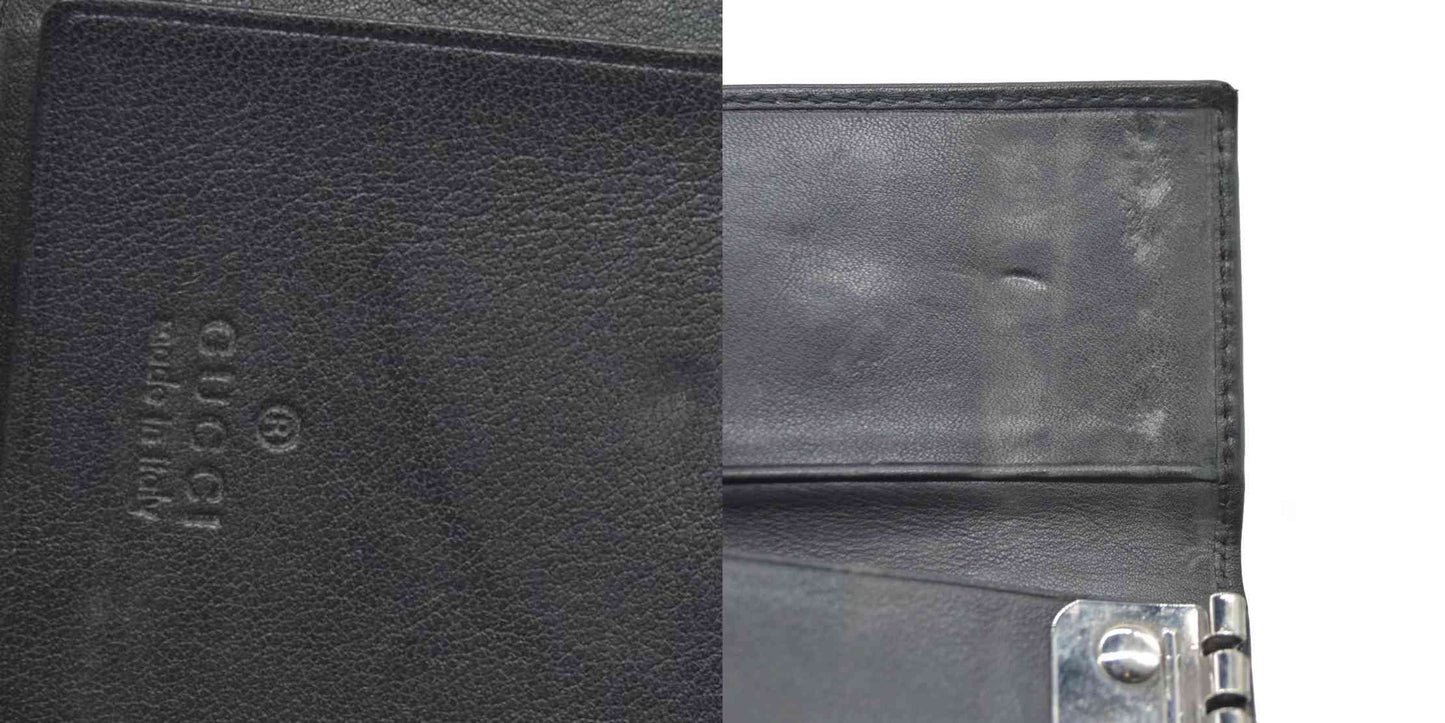 $350 GUCCI G Logo Leather 6 Ring Key Case Black
