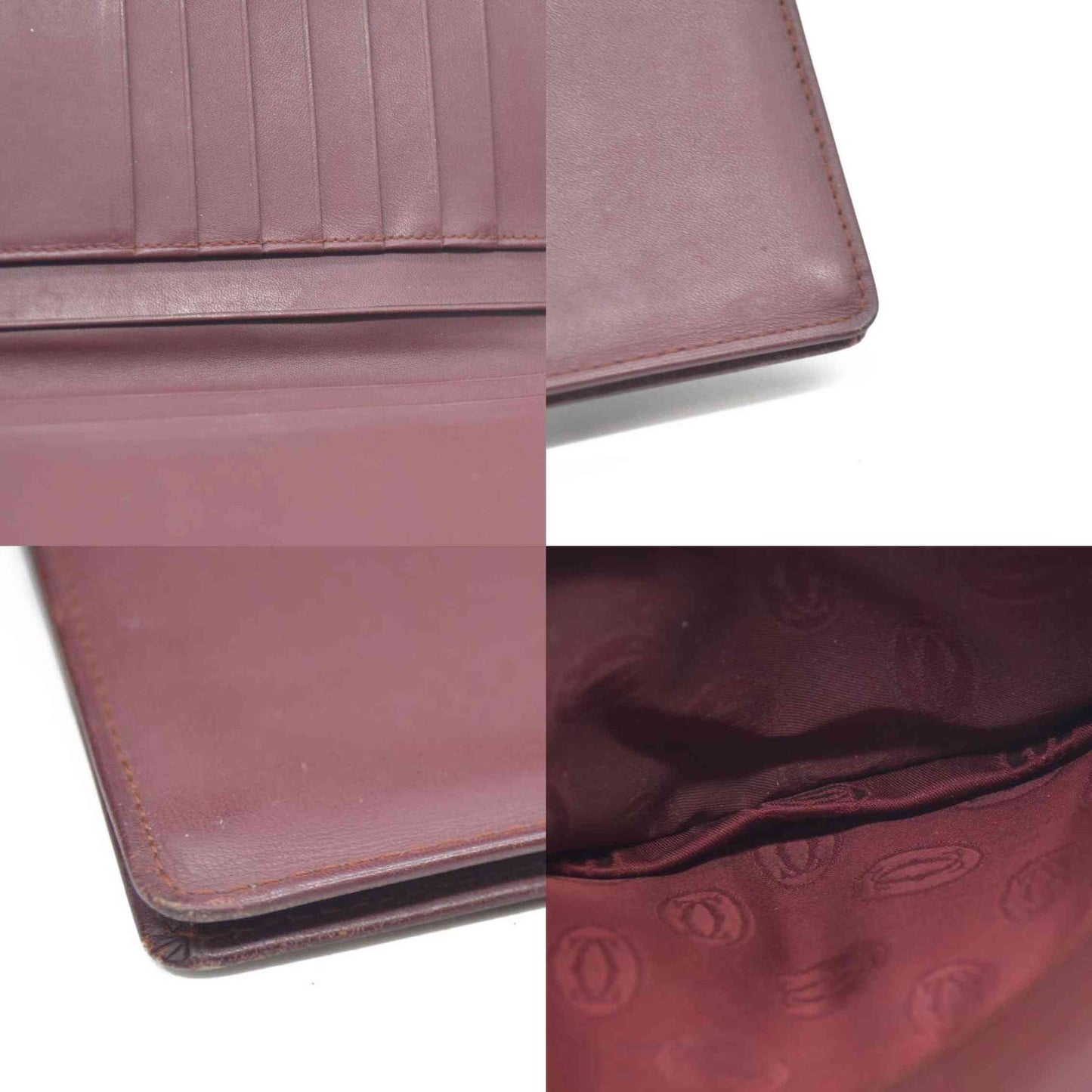 Must de Cartier Leather Bifold Long Wallet Bordeaux