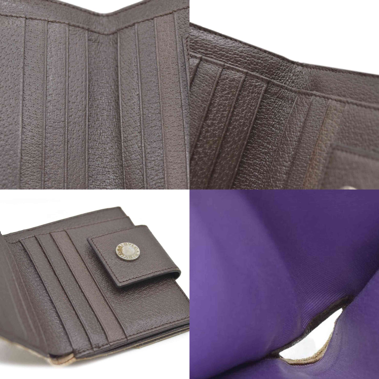 BVLGARI Logo Mania Canvas Bifold Wallet Beige