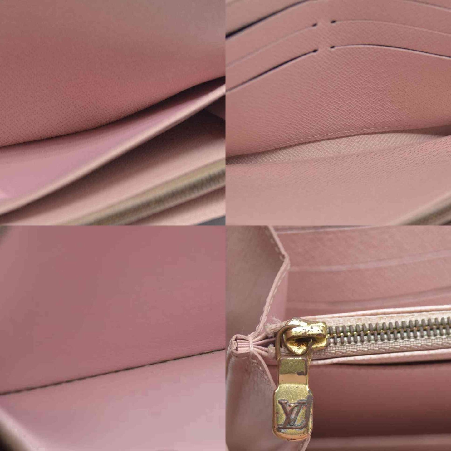 $775 2018 LOUIS VUITTON Damier Ebene Sarah Wallet NM Rose Ballerine CA0198