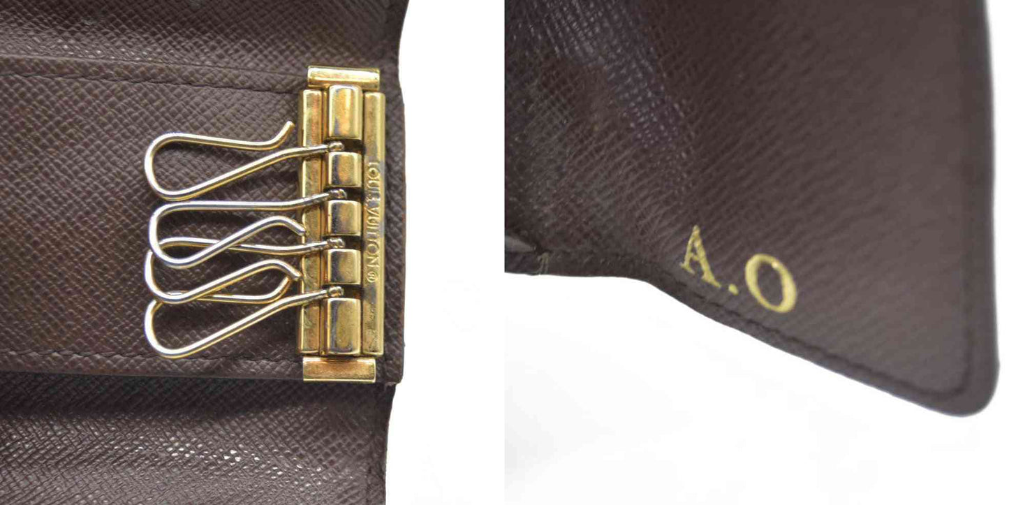 AUCTION $295 Louis Vuitton Damier Multicles 4 Ring Key Case Brown CT4140