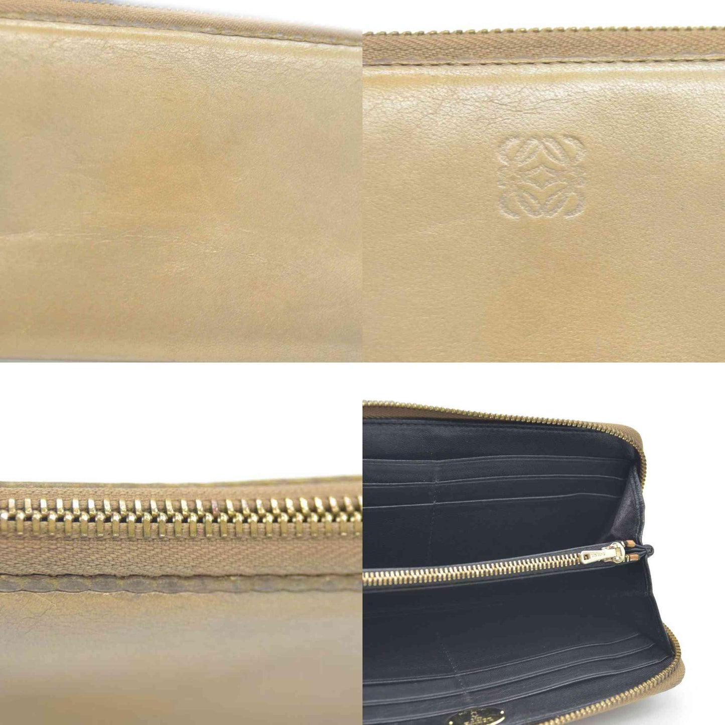 LOEWE Anagram Tassel Leather Zip Around Long Wallet Beige