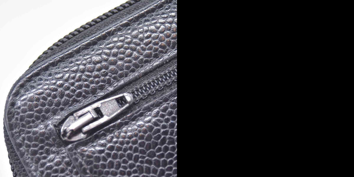 $750 CHANEL Black Caviar Timeless CC Zip Around Wallet CONSIGNMENT 10021437