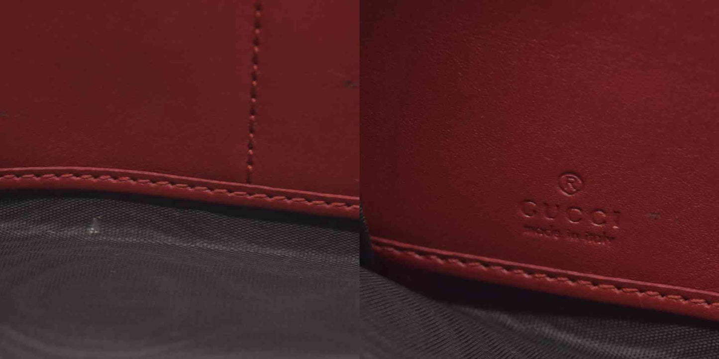 $830 Gucci Calfskin Matelasse GG Marmont Zip Around Wallet Hibiscus Red CONSIGNMENT