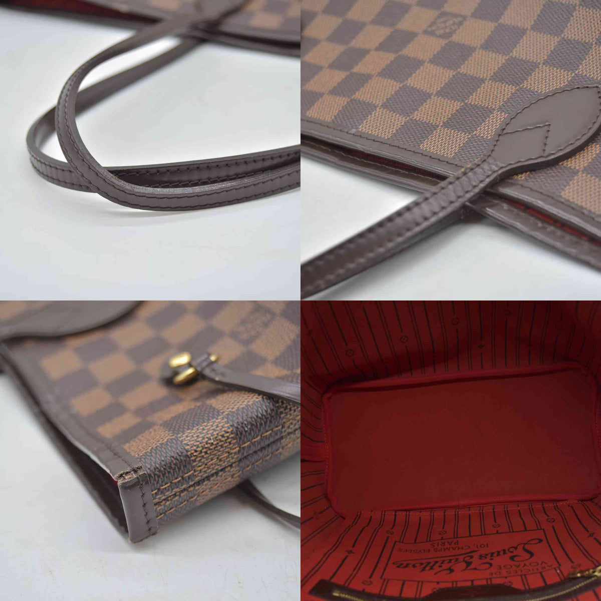 $2240 2012 Louis Vuitton Damier Ebene Neverfull MM GI4142 10020404