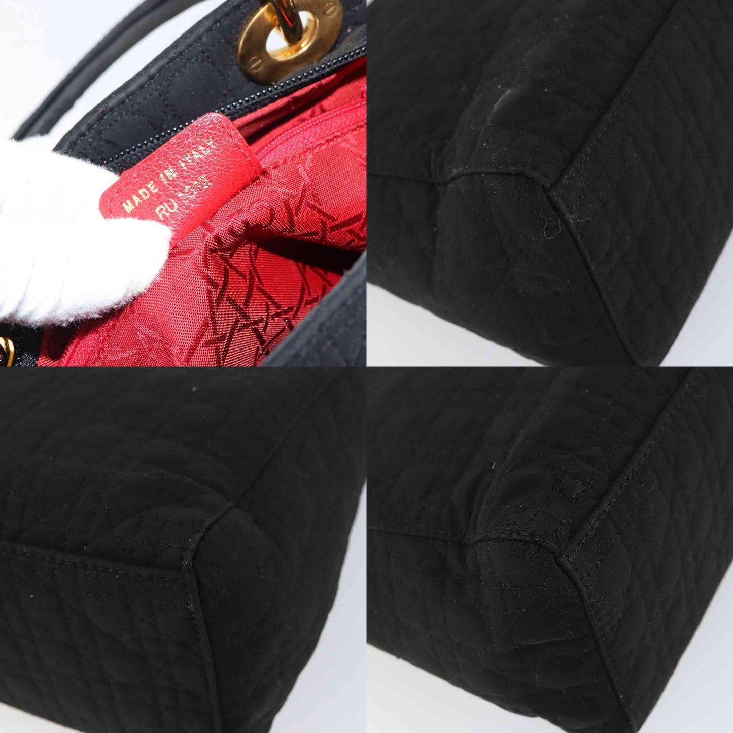 $5100 Christian Dior Nylon Cannage Medium Lady Dior Black Gold