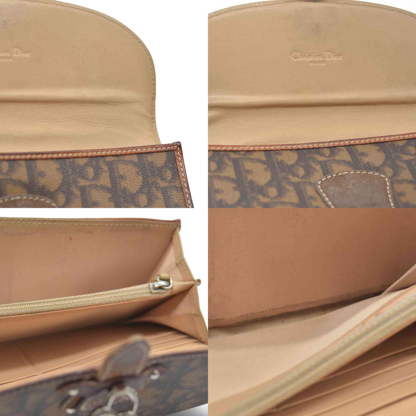 CONSIGNMENT Dior Brown Oblique Coated Canvas and Leather Romantic Continental Wallet