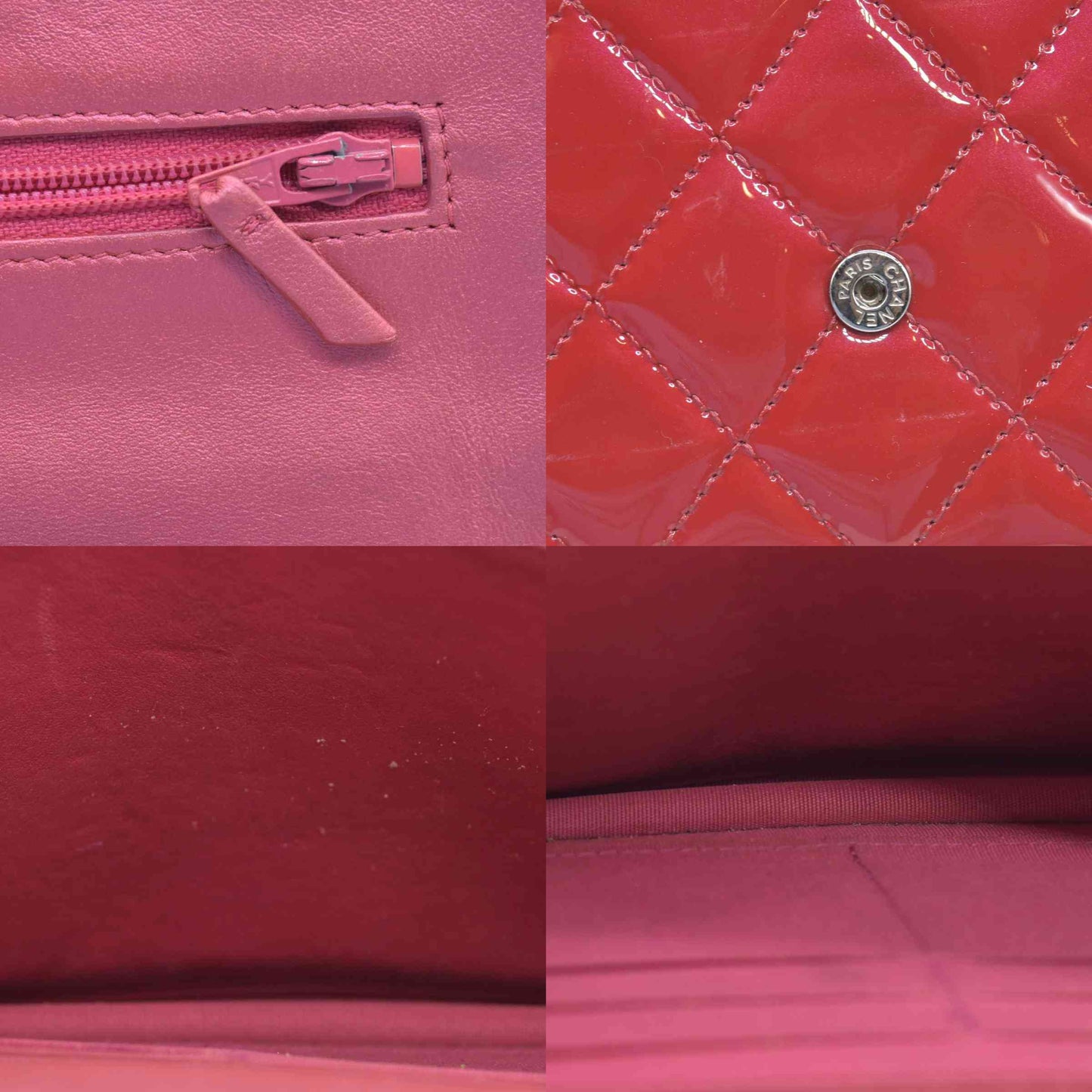 $3350 Chanel Patent Calfskin Quilted Boy Wallet On Chain WOC Fuchsia