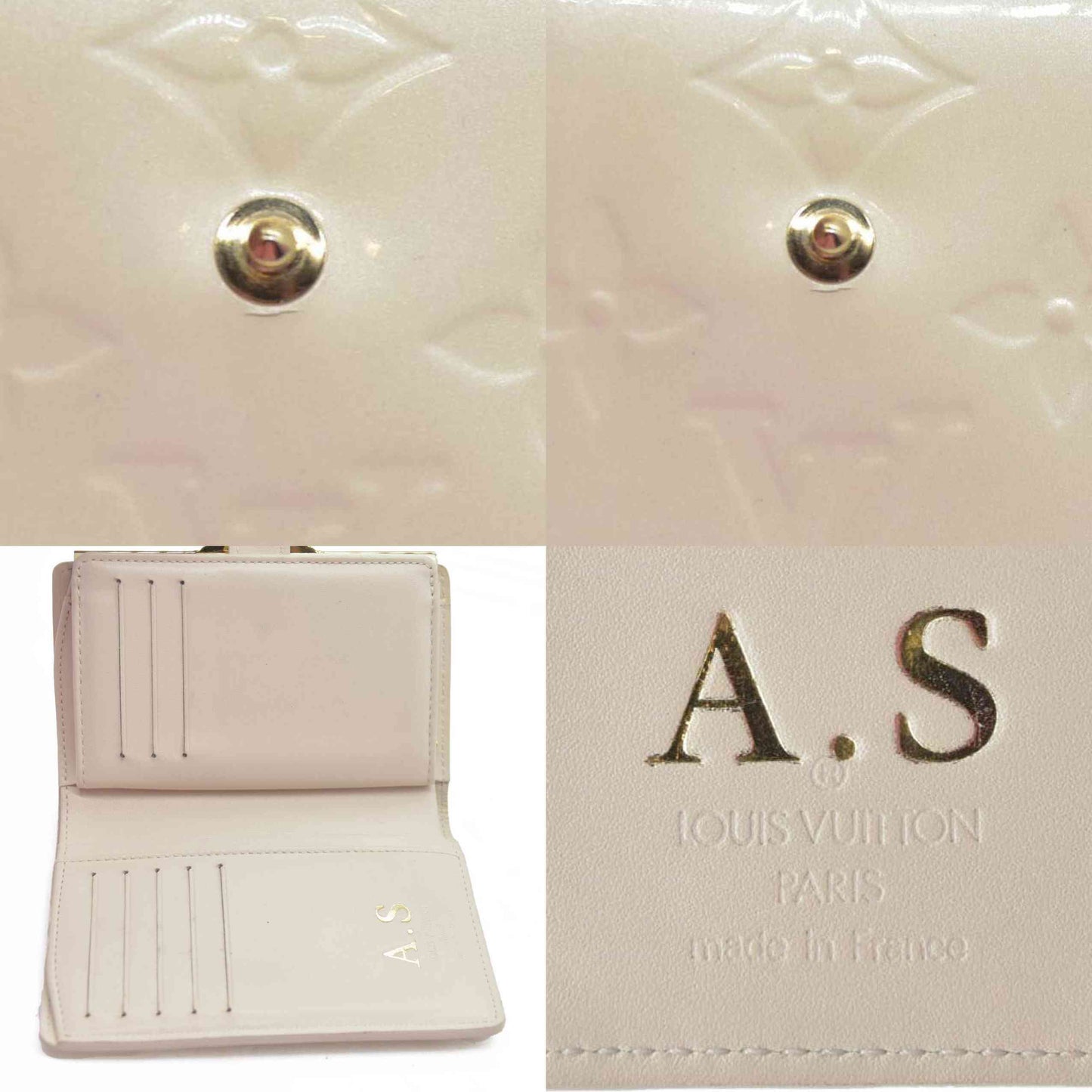 $795 LOUIS VUITTON Monogram Vernis French Kiss Lock Cream MI1058