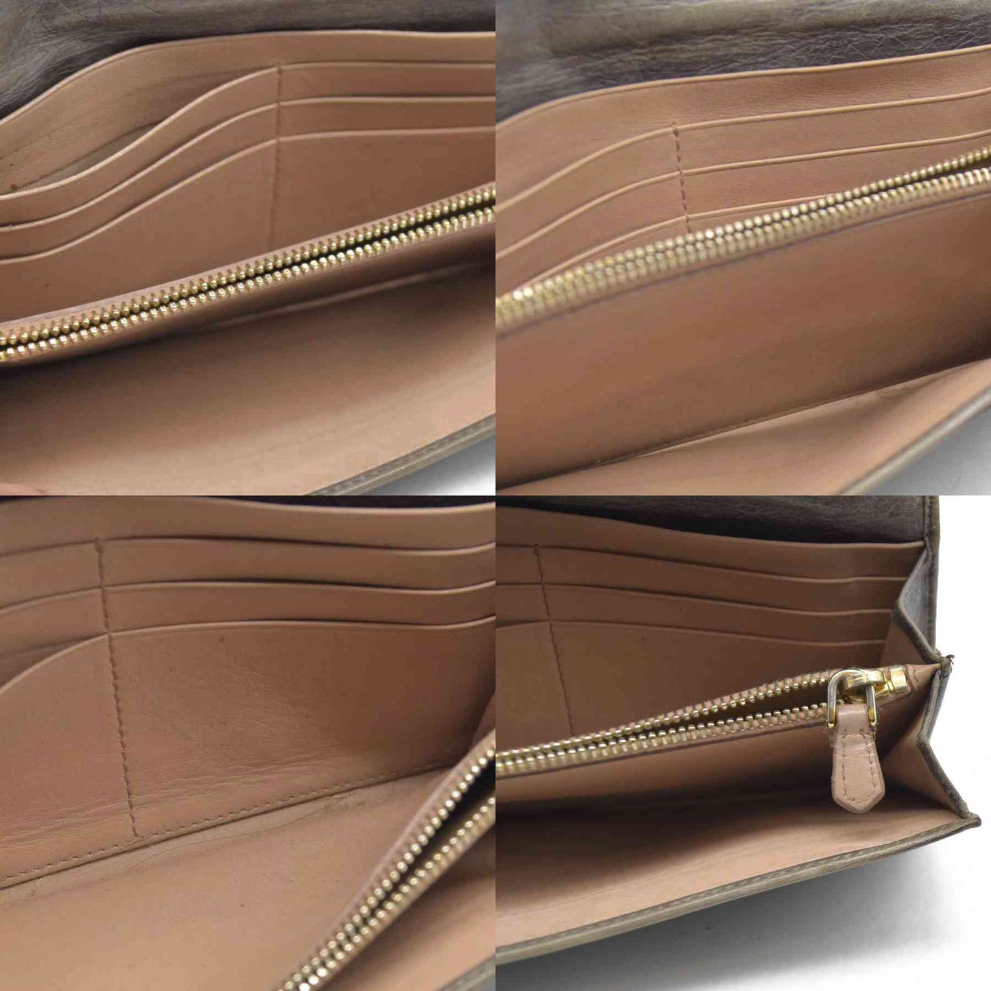 PRADA $625 Triangle Logo Leather Long Bifold Wallet Khaki/7BH0146