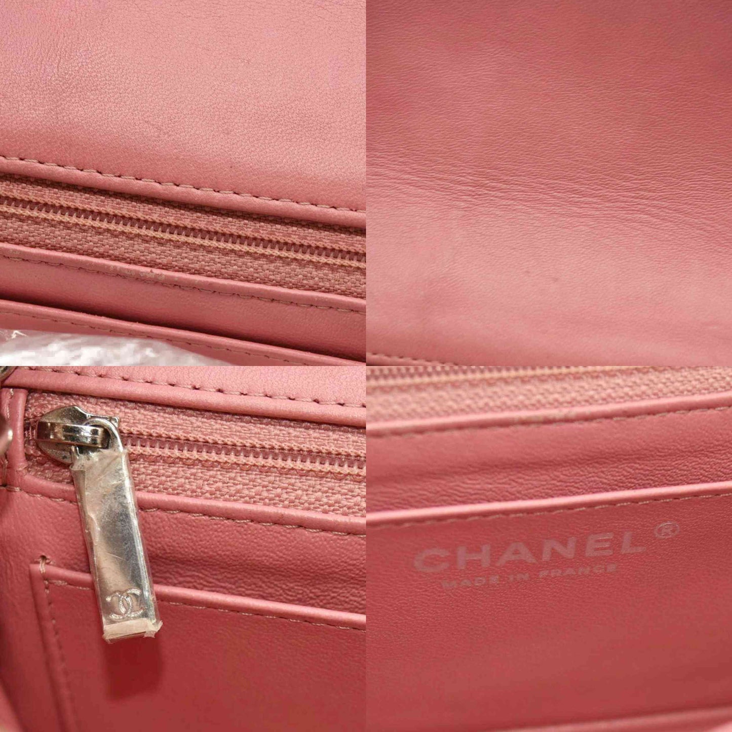 Chanel  Lambskin Quilted Mini Rectangular Flap Pink 18*