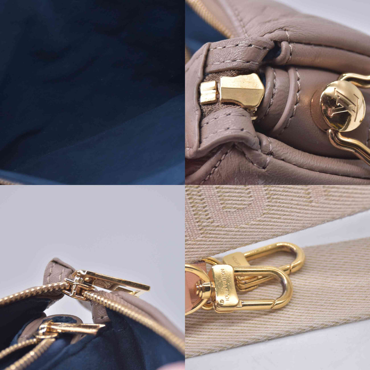 $5500 Louis Vuitton Lambskin Embossed Monogram Coussin MM Taupe RFID 10021358