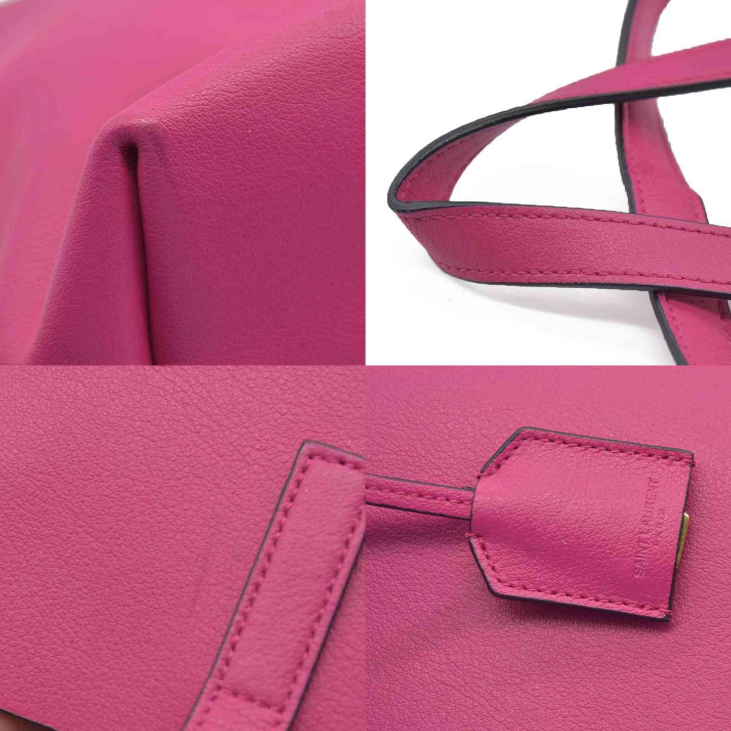 $1550 Saint Laurent Calfskin Large Shopping Tote Pink