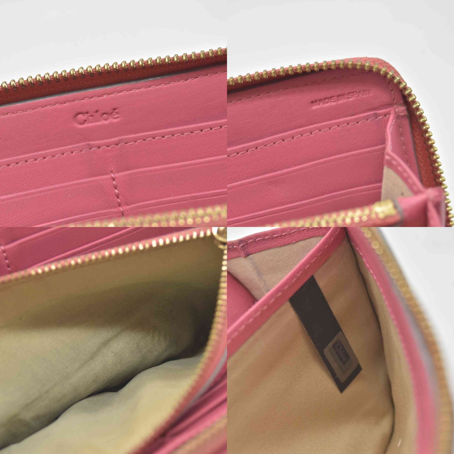 $590 Chloe Bobbie Ribbon Leather Zippy Long Wallet Purse Pink