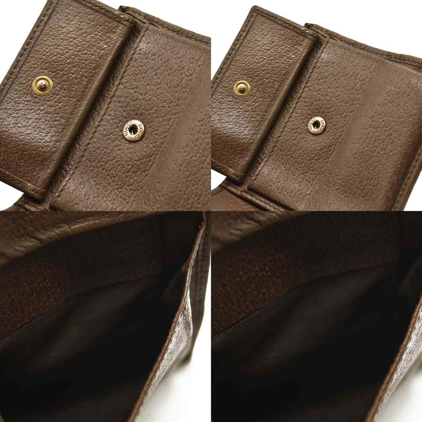 GUCCI Ophidia GG Logo PVC Leather Bifold Wallet Beige
