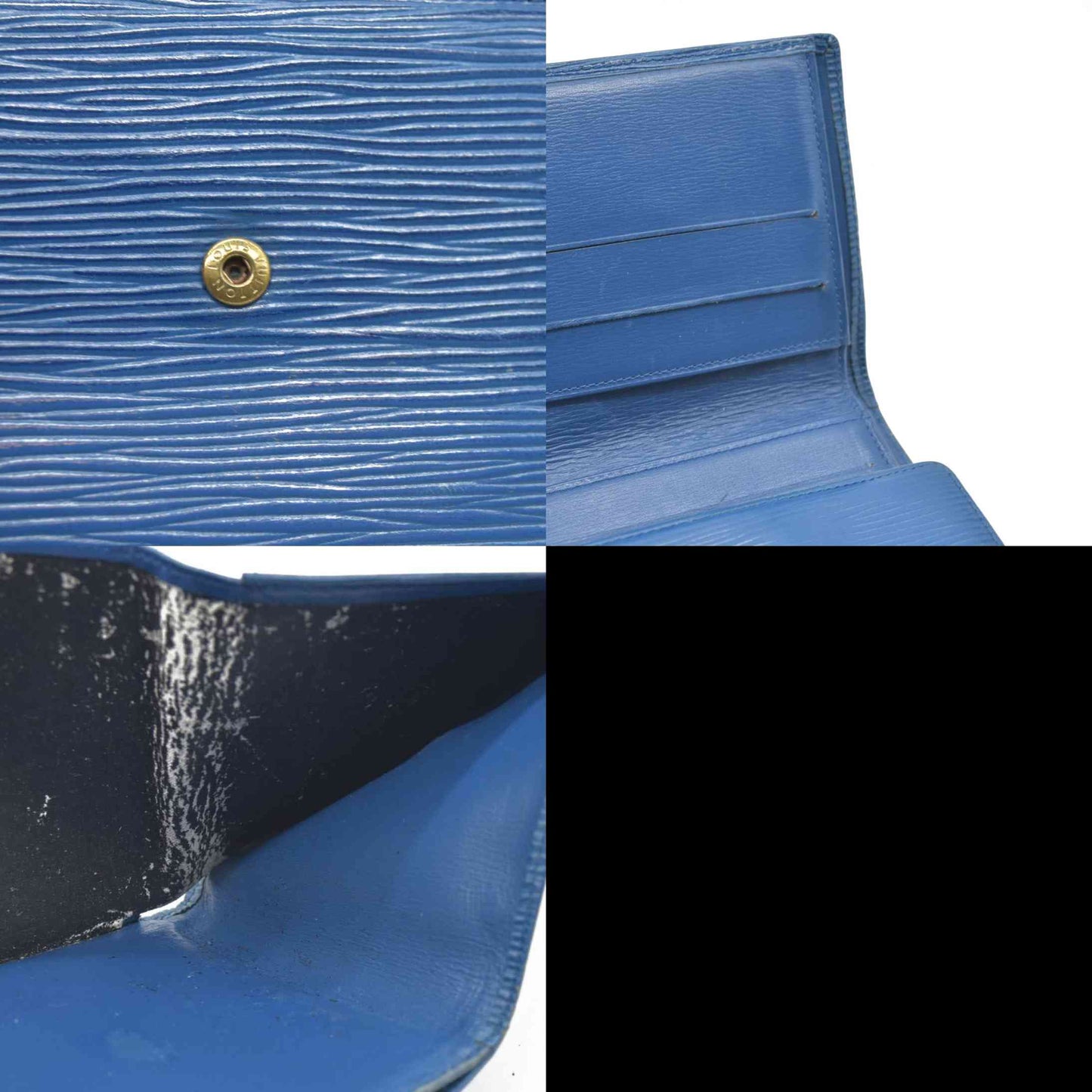 $695 1993 Louis Vuitton Epi Elise Trifold Wallet Blue MI0923