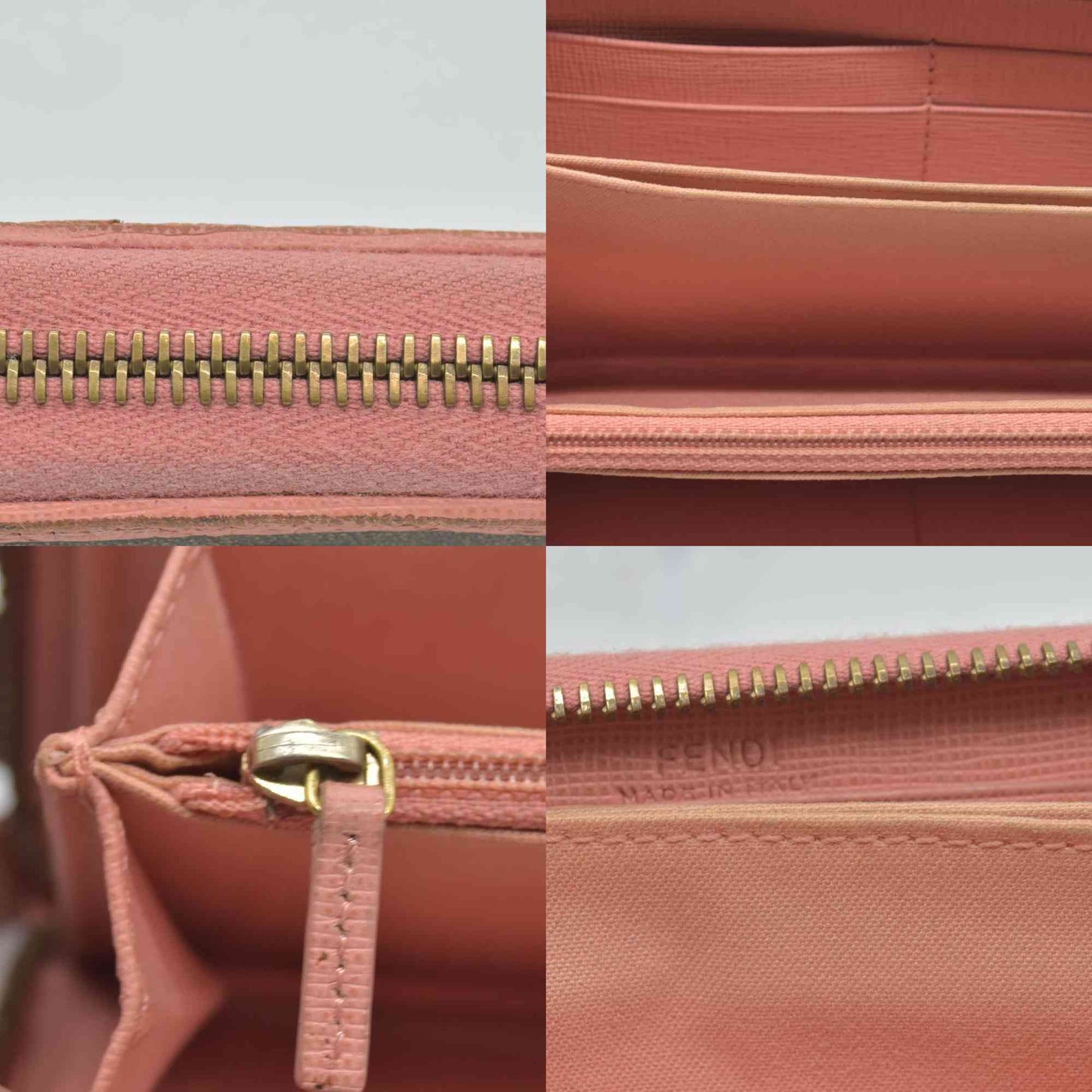 $790 Fendi Zucca Canvas Zip Around Long Wallet Black Brown CONSIGNMENT