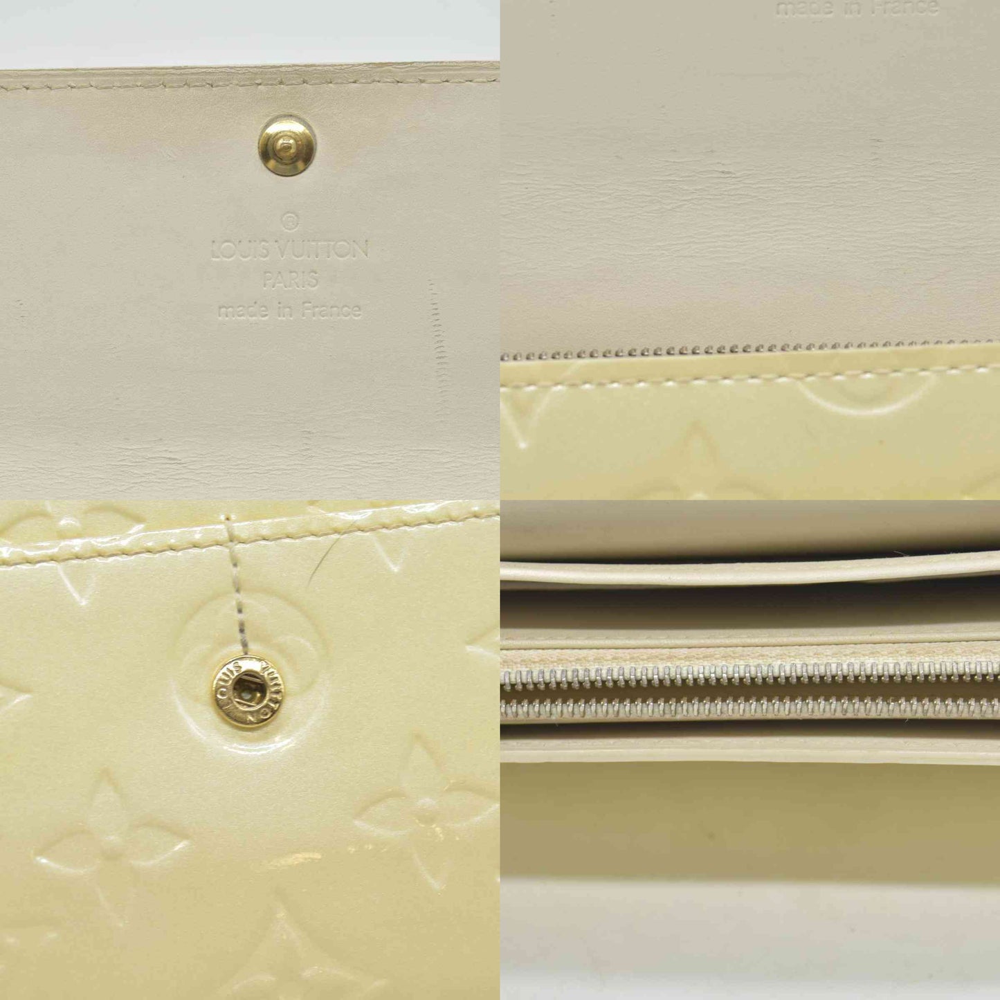 $840 Louis Vuitton Vernis Sarah Wallet Ivory CONSIGNMENT
