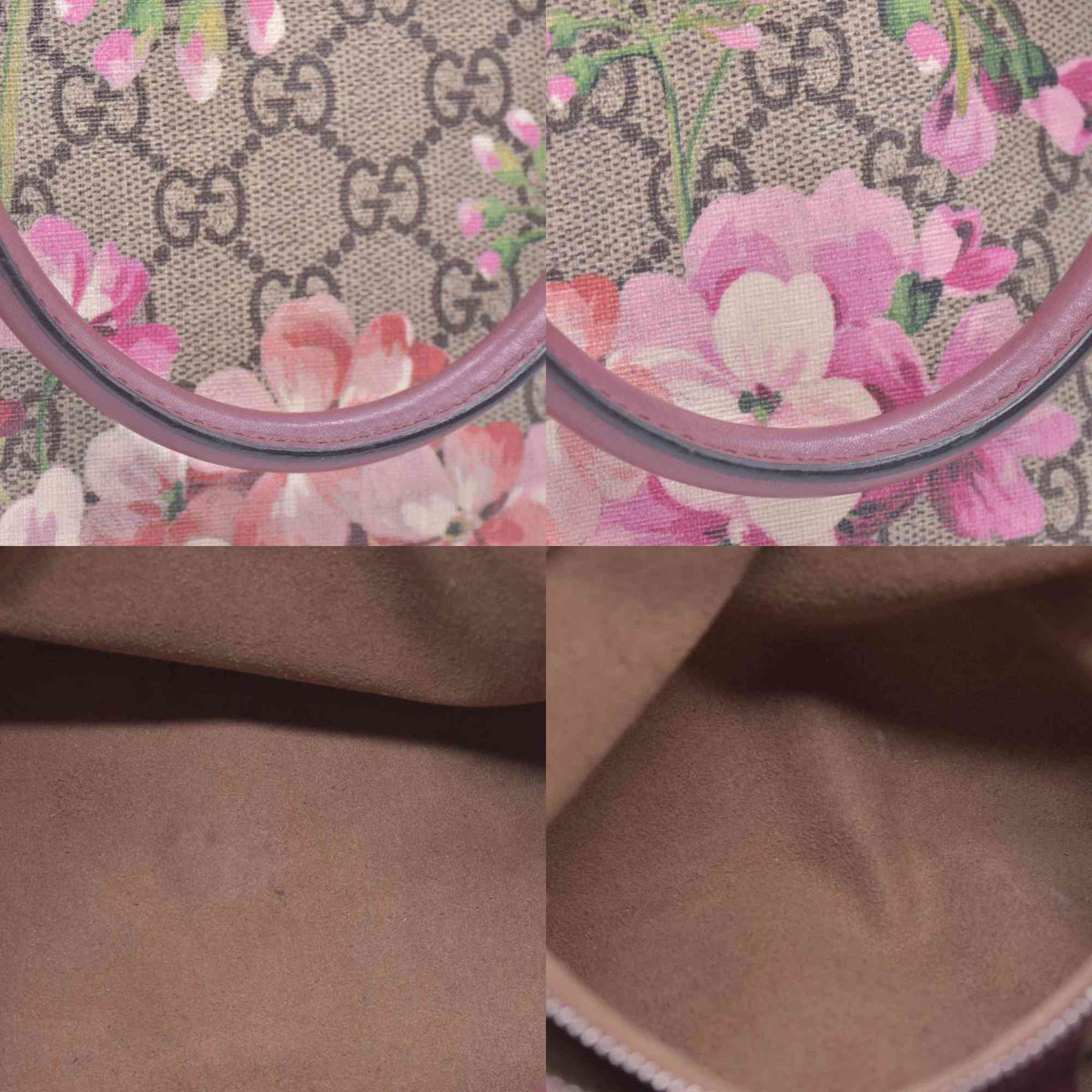 $1390 Gucci GG Supreme Monogram Blooms Small Boston Beige Multicolor Dry Rose CONSIGNMENT