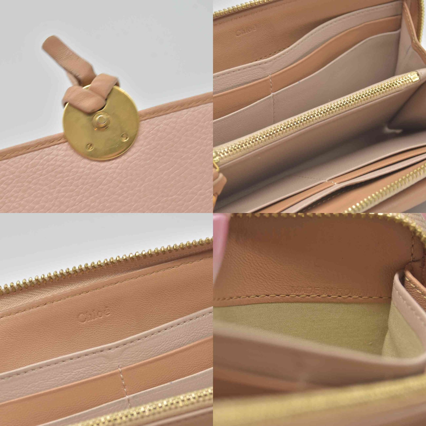 $525 Chloe Indy Leather Zippy Long Wallet Purse Pink