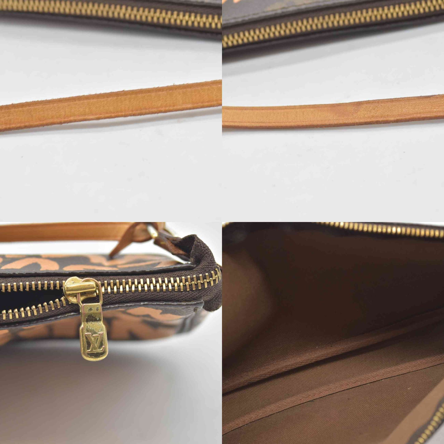 $1290 2001 Louis Vuitton Monogram Graffiti Pochette Accessories Peach AR0071