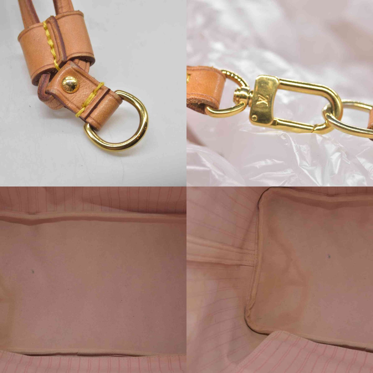 $2240 Louis Vuitton Damier Azur Rose Ballerine Neverfull GM FL4188