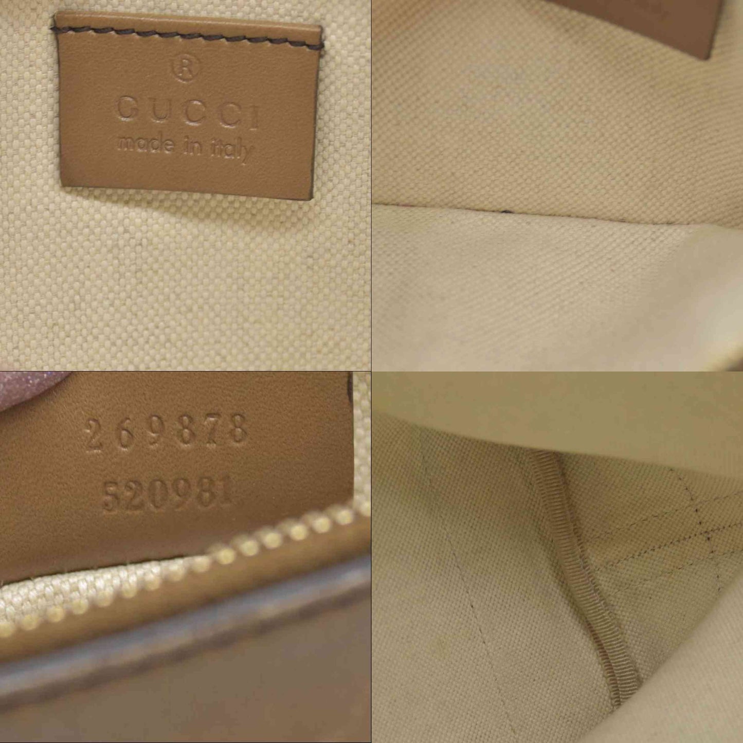 $1040 GUCCI Canvas Monogram Craft Tote Beige Brown Hand Tote Bag