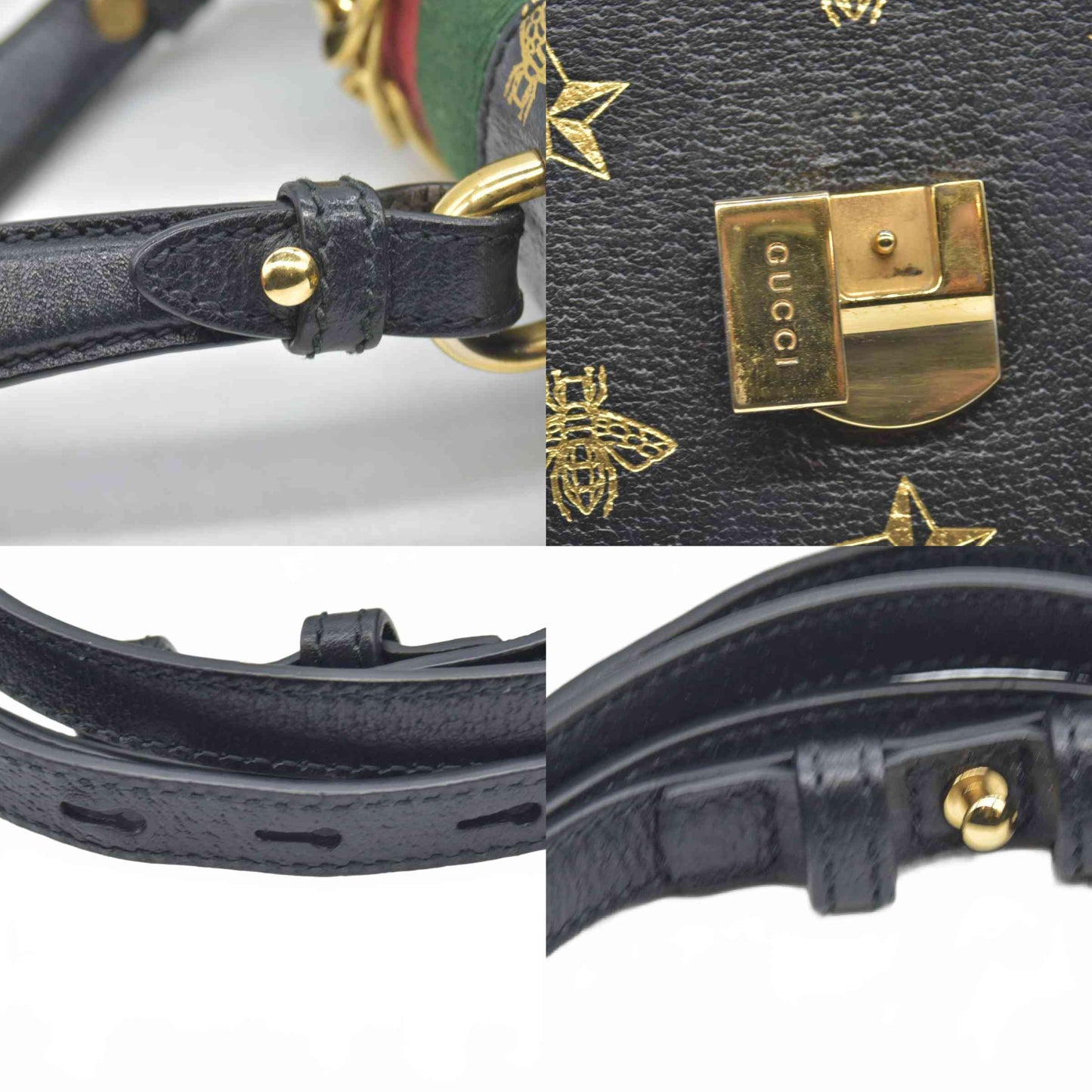 $2590 Gucci Calfskin Small Sylvie Shoulder Bag Black