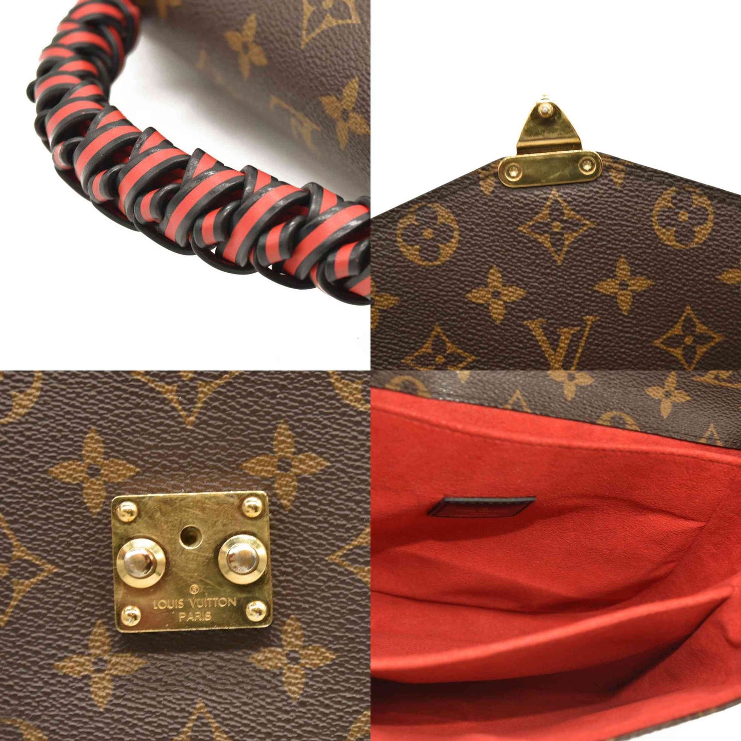 LOUIS VUITTON Monogram Braided Pochette Metis Coquelicot DU3178