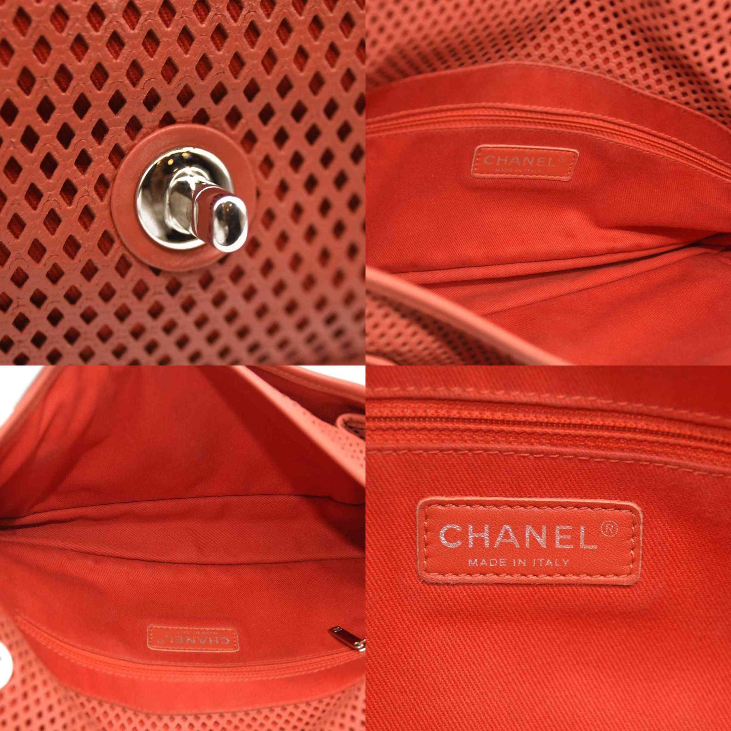 CHANEL Perforated Calfskin Up In The Air Flap Red 17*