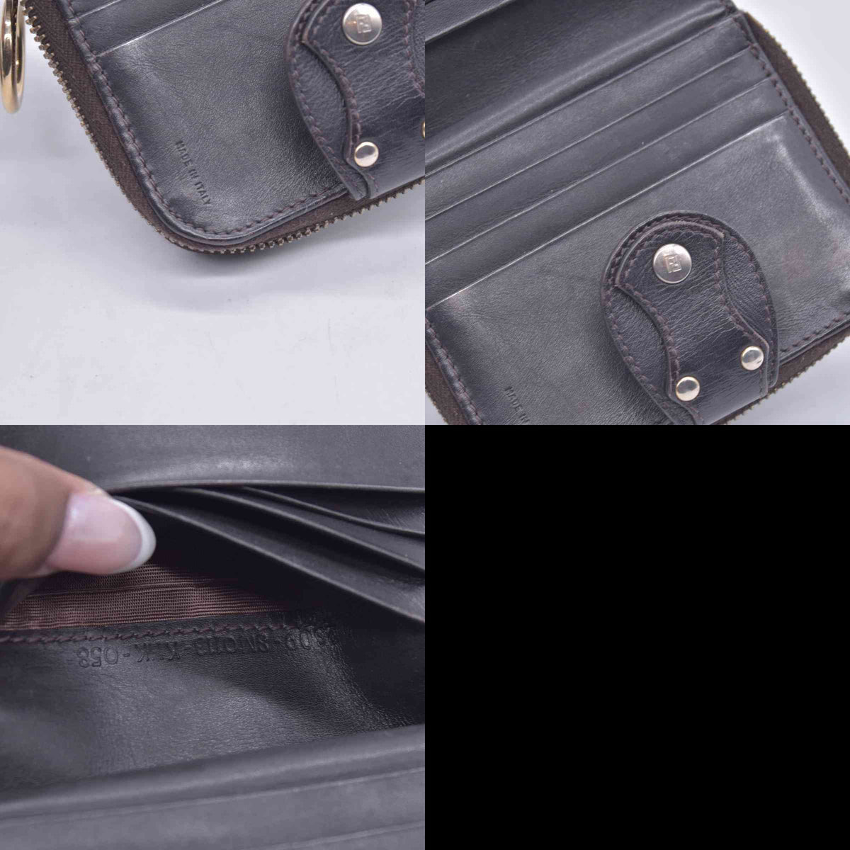 $650 Fendi Zucca Canvas Compact Zip Around Wallet CONSIGNMENT