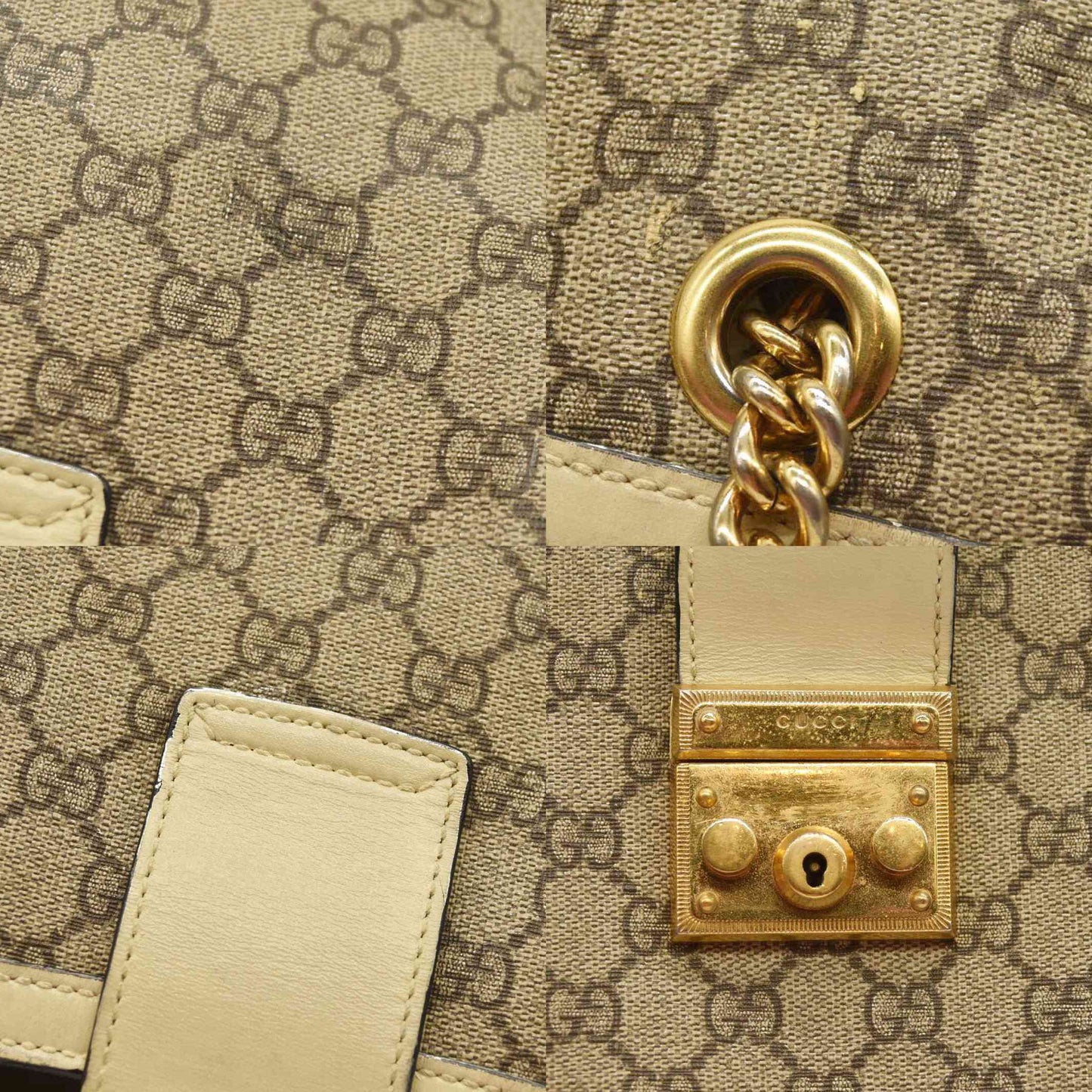 Gucci  GG Supreme Monogram Medium Padlock Tote White