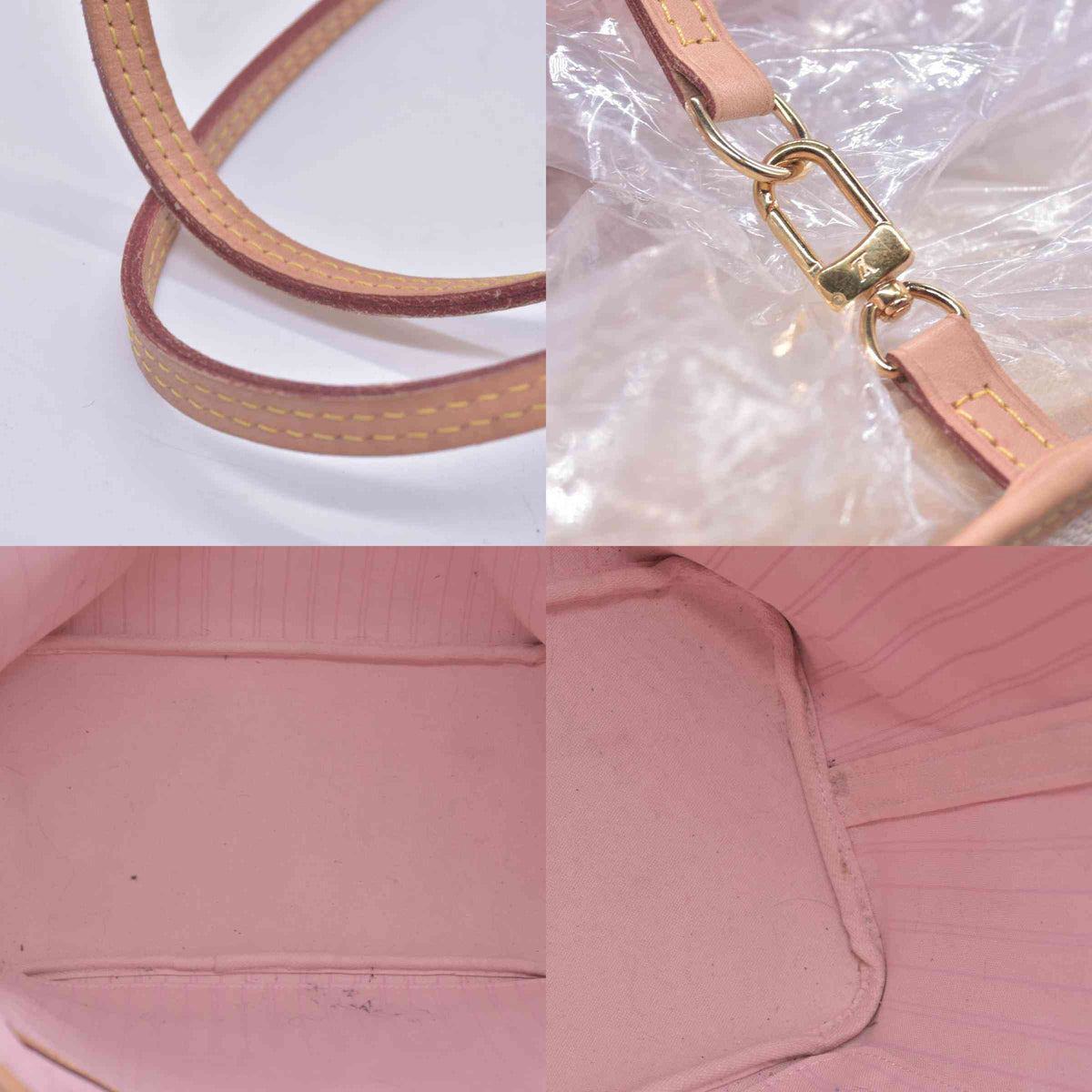 $2240 Louis Vuitton Damier Azur Neo Neverfull MM Rose Ballerine with Pouch RFID
