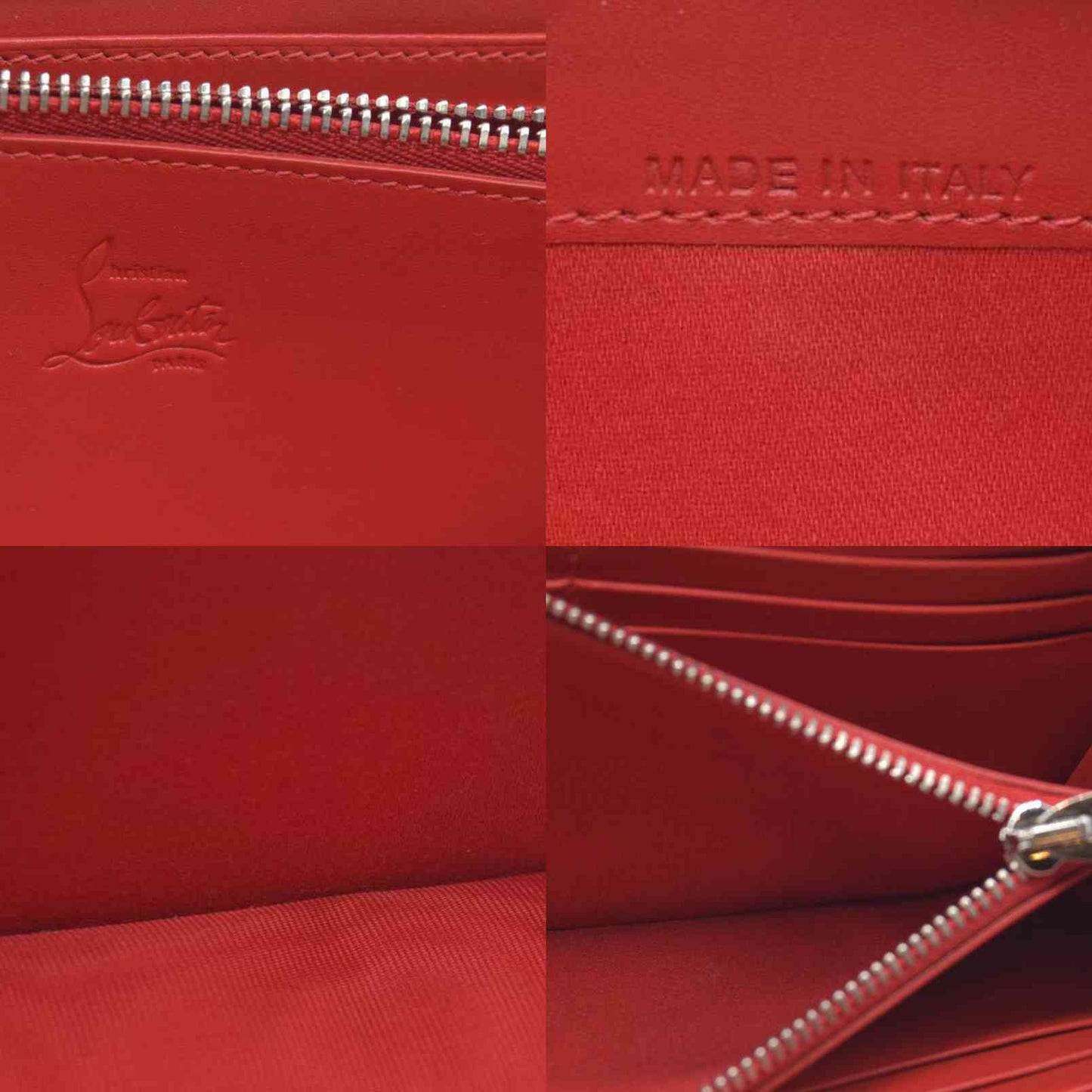 $950 CONSIGNMENT Christian Louboutin Panettone Long Wallet Cream with Loubinthesky Spikes