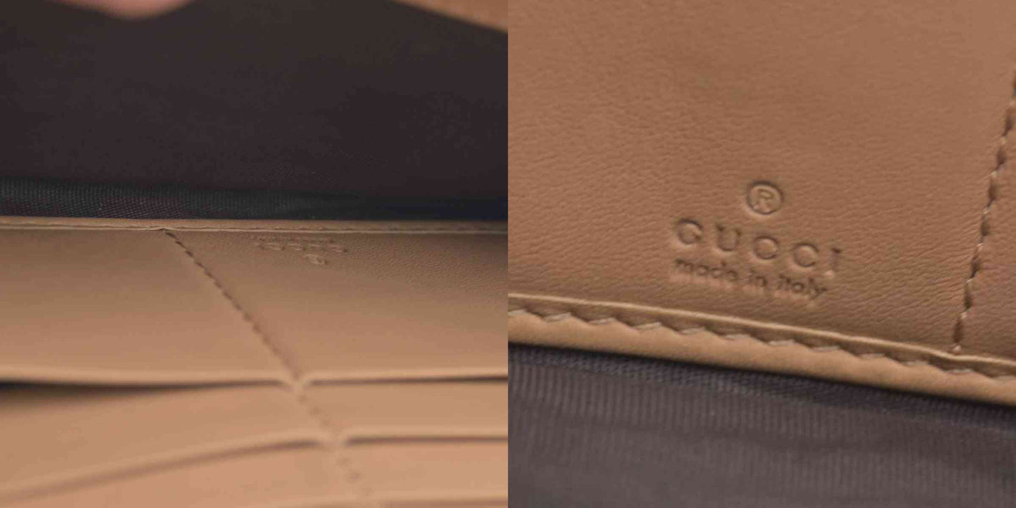 $820 Gucci Guccissima Signature Microguccissima Bree Zip Around Wallet Beige CONSIGNMENT