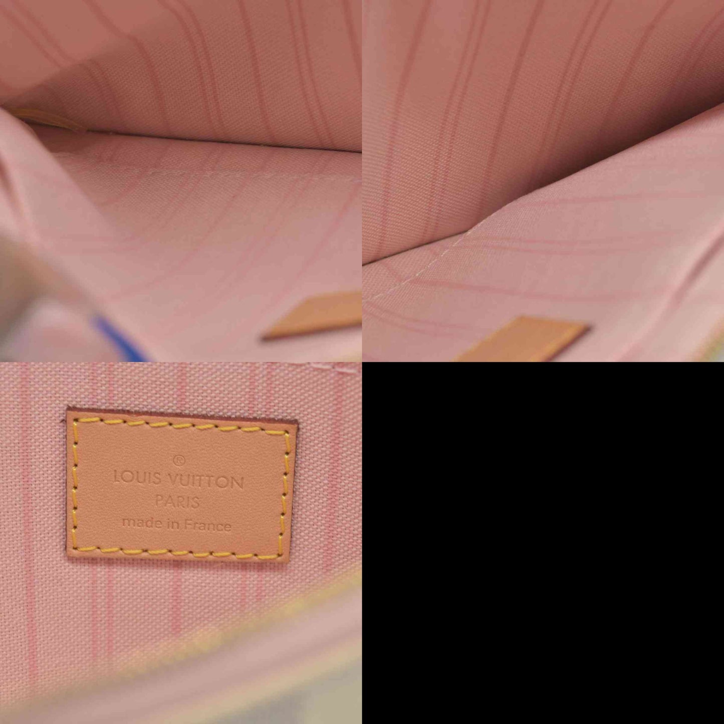 $600 Louis Vuitton Damier Azur Neverfull MM GM Pochette Rose Ballerine MS3179